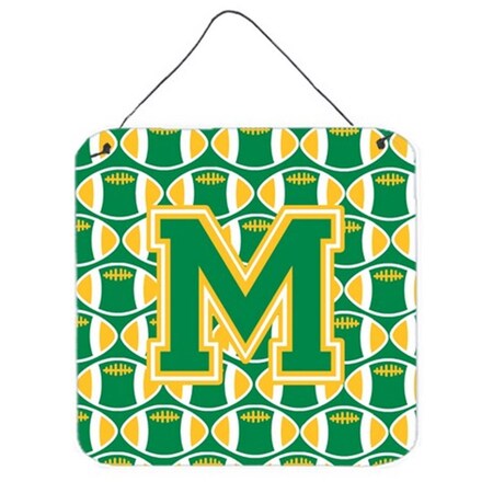 Carolines Treasures Letter M Football Green and Gold Wall or Door Hanging Prints CJ1069-MDS66